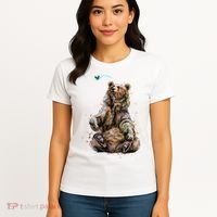 Friendly Brown Bear Sitting And Waving A Paw Women's T-Shirt thumb 4