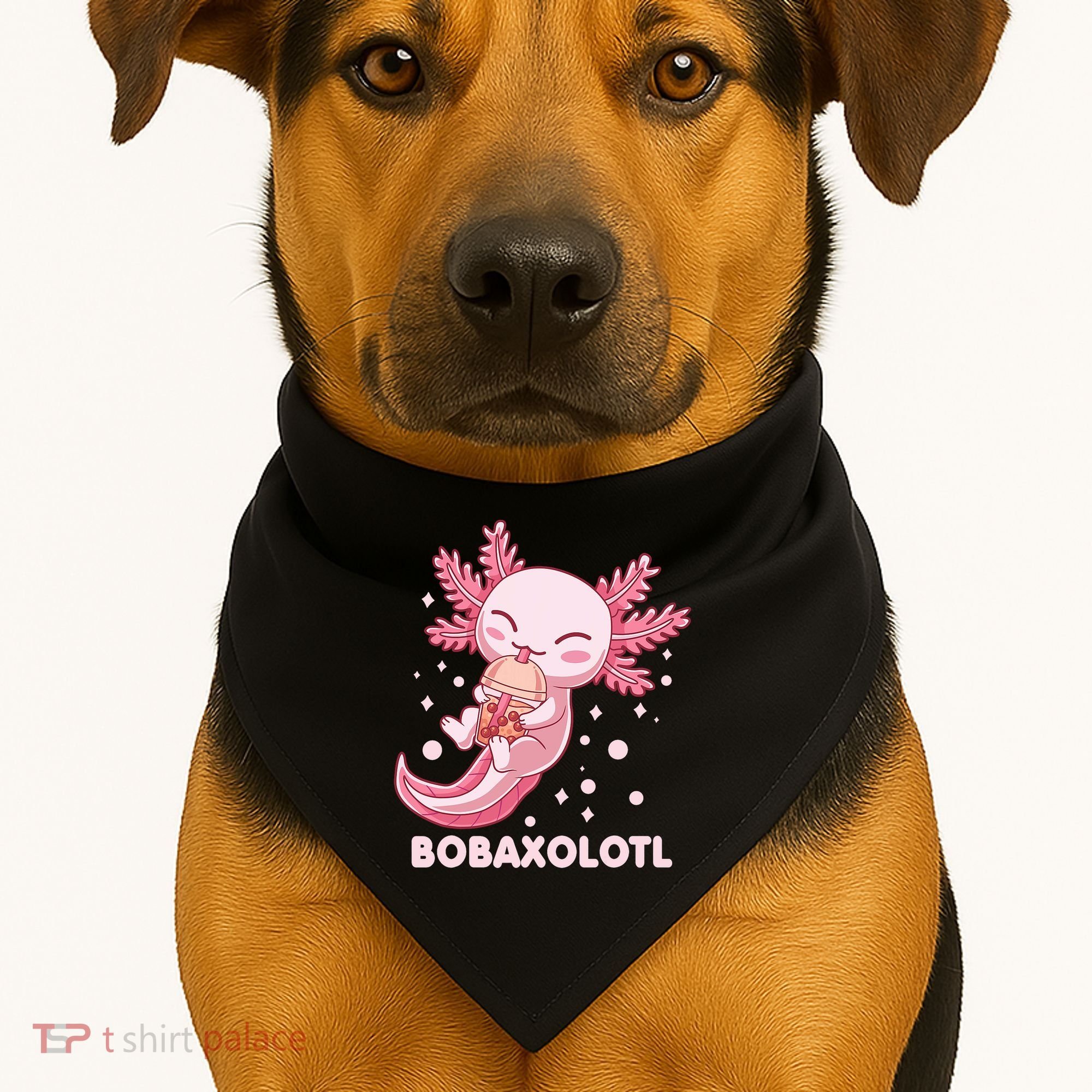 Funny Bobaxolotl Boba Tea Bubble Milk Kawaii Axolotl Anime USA-Made Doggie Bandana