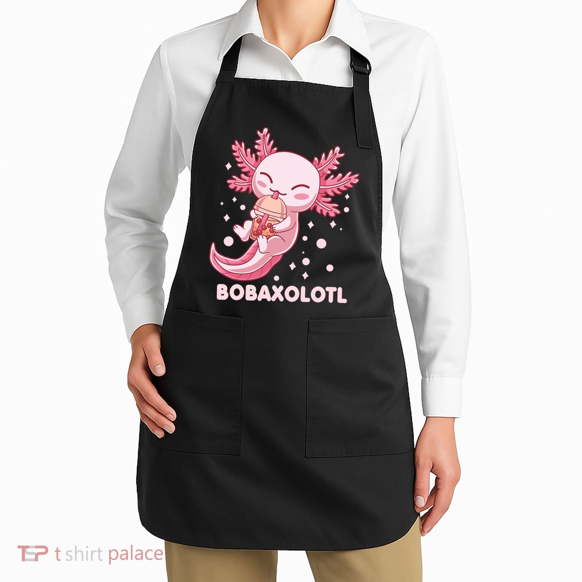 Funny Bobaxolotl Boba Tea Bubble Milk Kawaii Axolotl Anime Apron