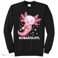 Funny Bobaxolotl Boba Tea Bubble Milk Kawaii Axolotl Anime Sweatshirt thumb 0