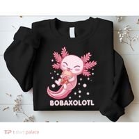 Funny Bobaxolotl Boba Tea Bubble Milk Kawaii Axolotl Anime Sweatshirt thumb 2