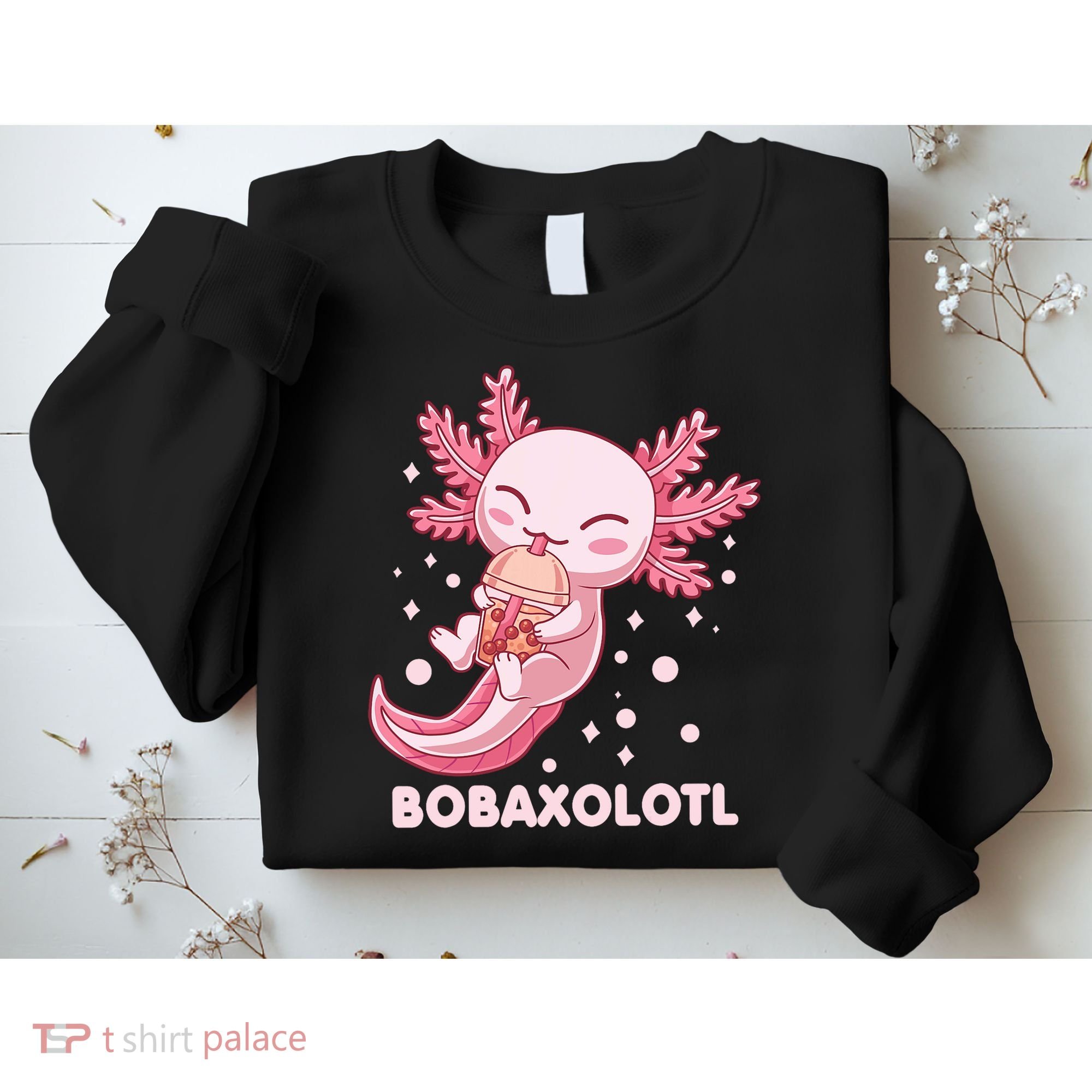 Funny Bobaxolotl Boba Tea Bubble Milk Kawaii Axolotl Anime Sweatshirt