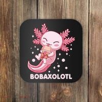 Funny Bobaxolotl Boba Tea Bubble Milk Kawaii Axolotl Anime Coaster thumb 0