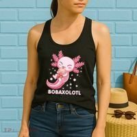 Funny Bobaxolotl Boba Tea Bubble Milk Kawaii Axolotl Anime Women's Tank Top thumb 2