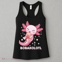 Funny Bobaxolotl Boba Tea Bubble Milk Kawaii Axolotl Anime Women's Tank Top thumb 3