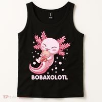 Funny Bobaxolotl Boba Tea Bubble Milk Kawaii Axolotl Anime Tank Top thumb 2