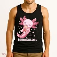 Funny Bobaxolotl Boba Tea Bubble Milk Kawaii Axolotl Anime Tank Top thumb 3
