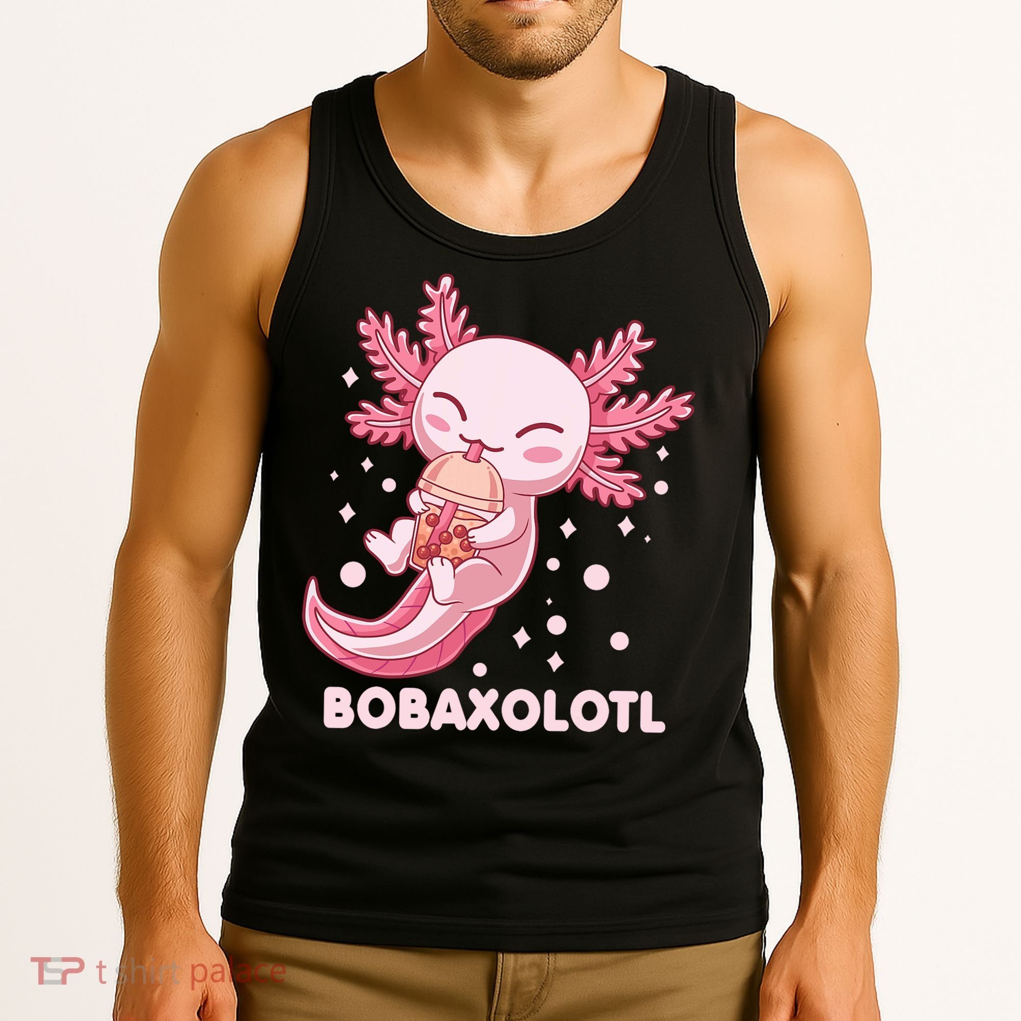 Funny Bobaxolotl Boba Tea Bubble Milk Kawaii Axolotl Anime Tank Top