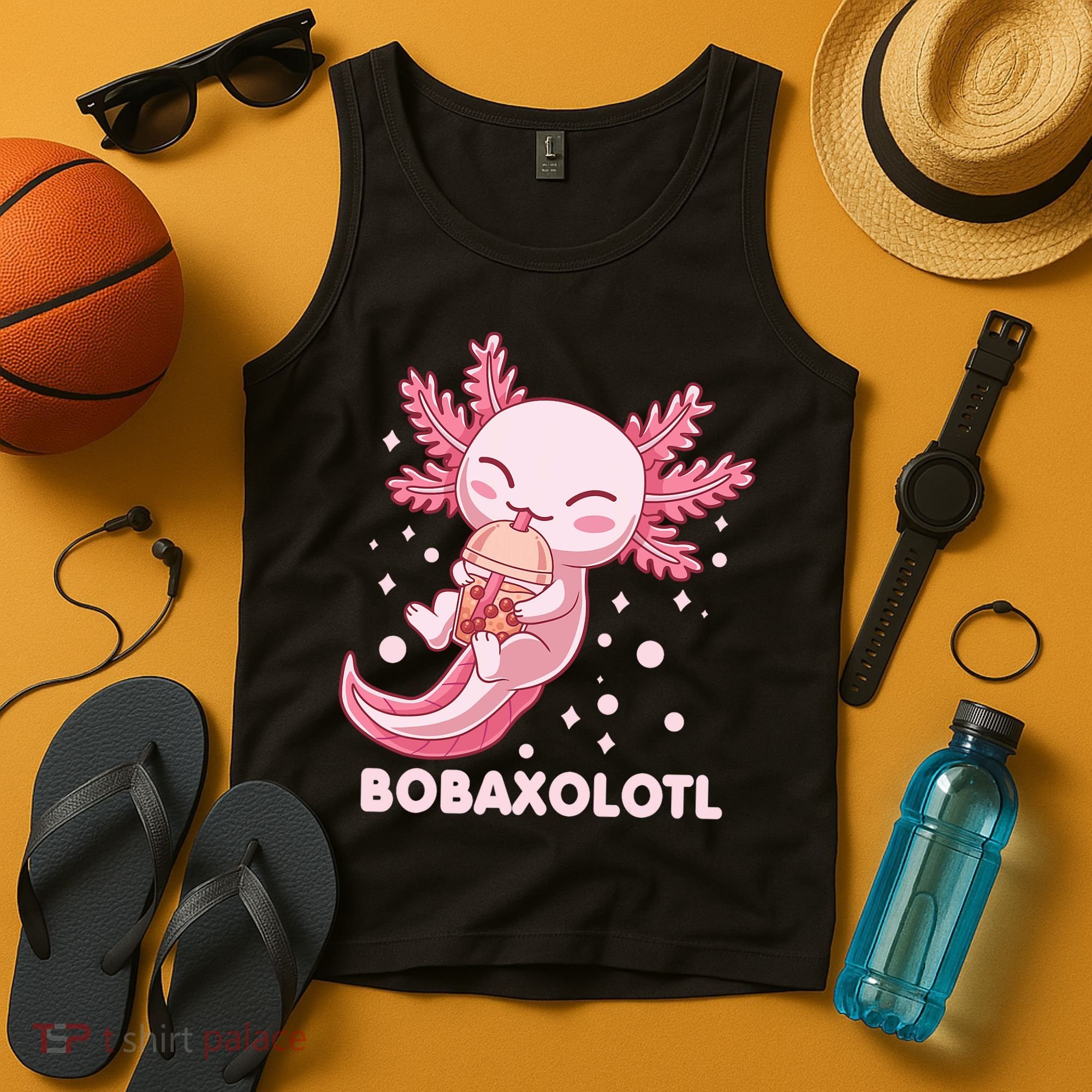Funny Bobaxolotl Boba Tea Bubble Milk Kawaii Axolotl Anime Tank Top