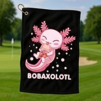 Funny Bobaxolotl Boba Tea Bubble Milk Kawaii Axolotl Anime Golf Towel thumb 1