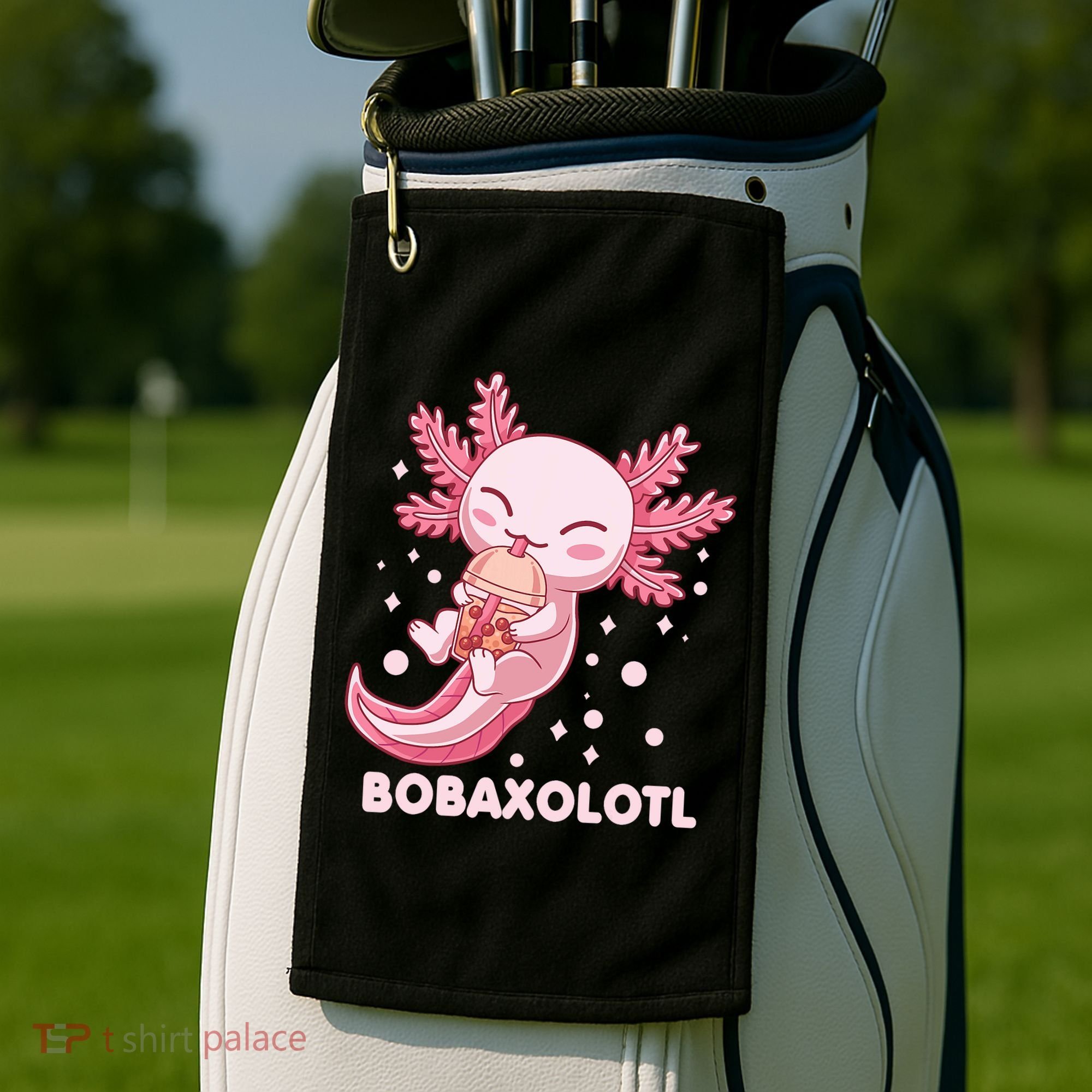 Funny Bobaxolotl Boba Tea Bubble Milk Kawaii Axolotl Anime Golf Towel