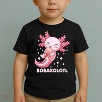 Funny Bobaxolotl Boba Tea Bubble Milk Kawaii Axolotl Anime Toddler T-Shirt thumb 2