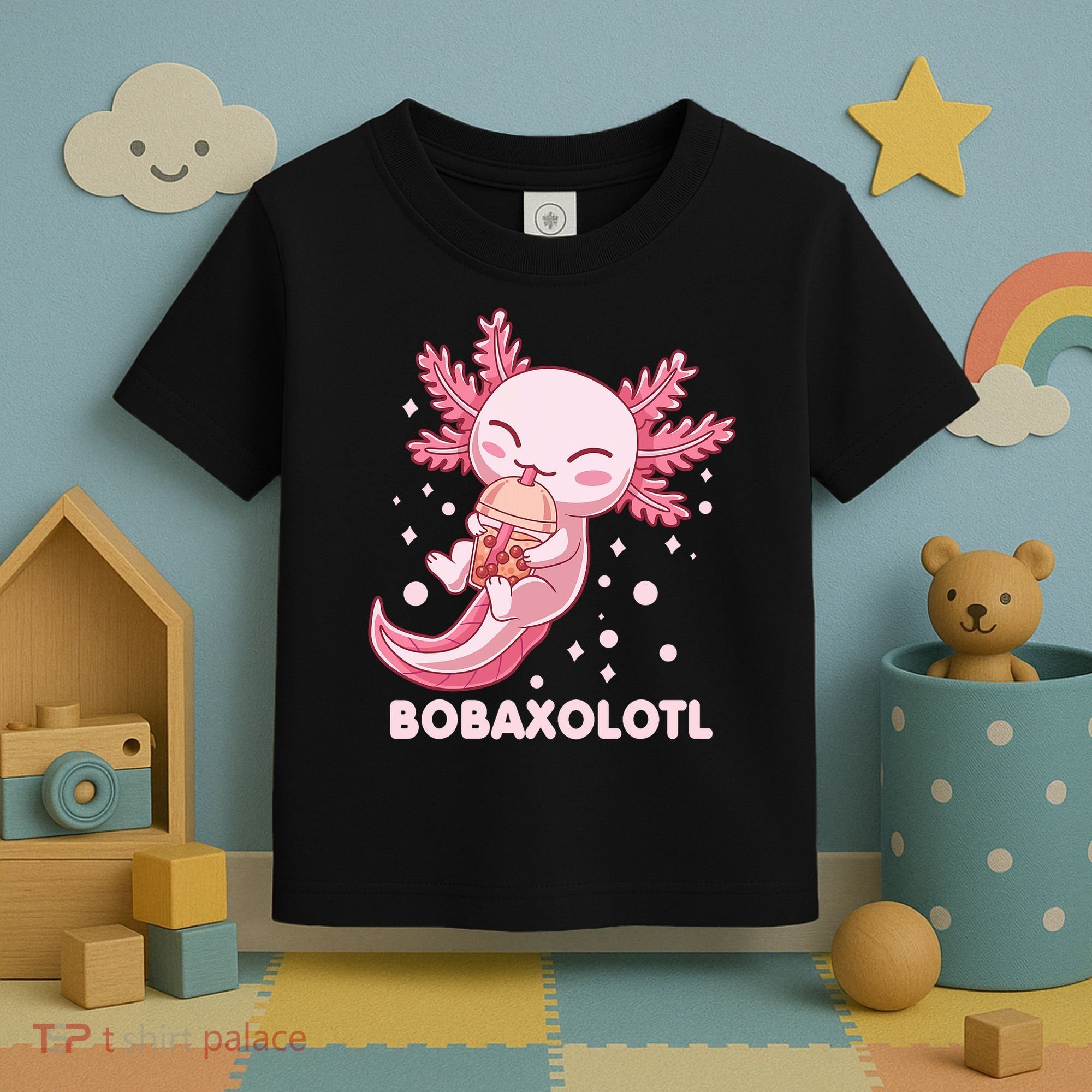 Funny Bobaxolotl Boba Tea Bubble Milk Kawaii Axolotl Anime Toddler T-Shirt
