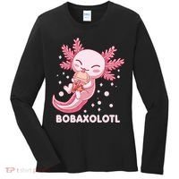 Funny Bobaxolotl Boba Tea Bubble Milk Kawaii Axolotl Anime Women's Long Sleeve Shirt thumb 0
