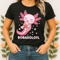 Funny Bobaxolotl Boba Tea Bubble Milk Kawaii Axolotl Anime Women's T-Shirt thumb 2