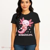 Funny Bobaxolotl Boba Tea Bubble Milk Kawaii Axolotl Anime Women's T-Shirt thumb 4