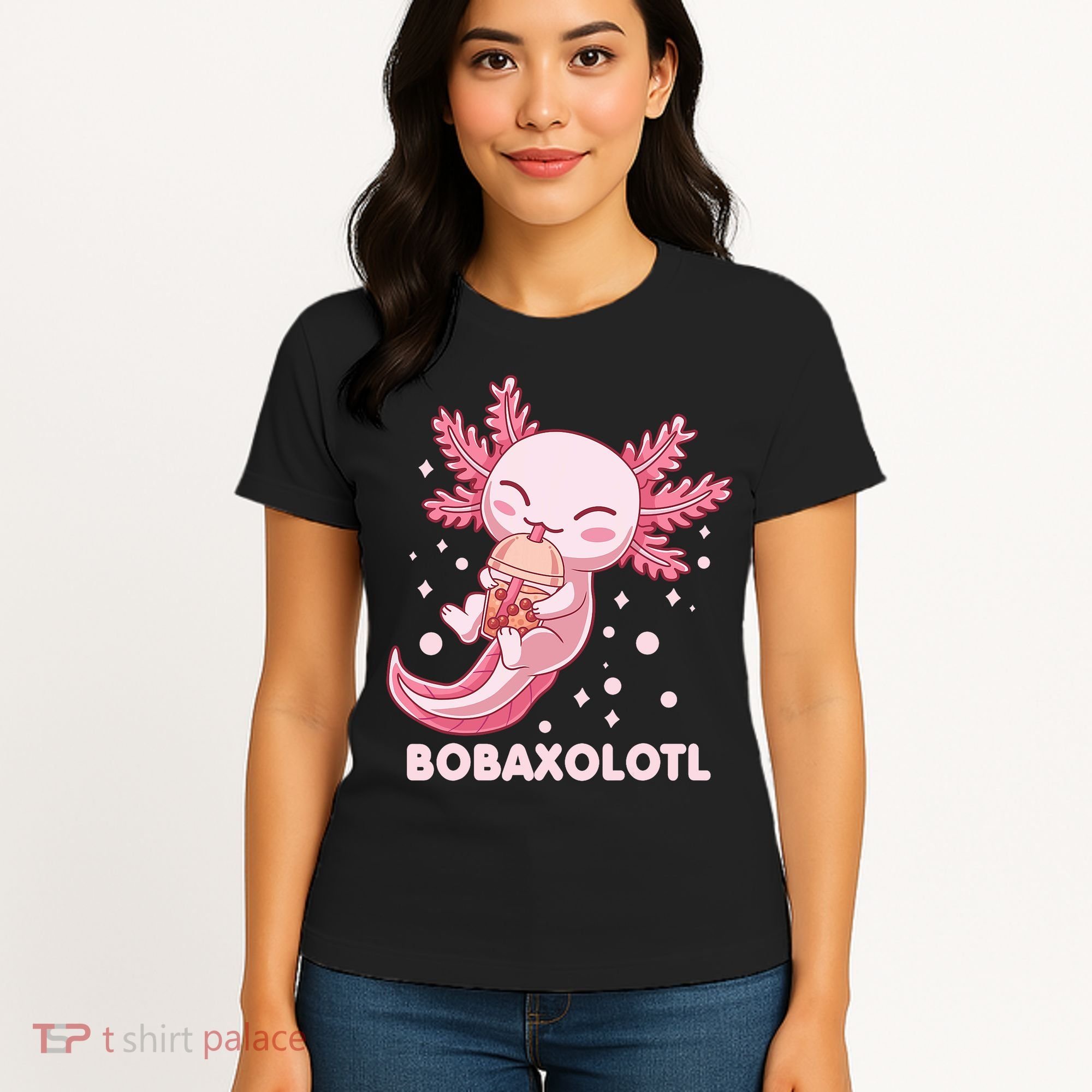 Funny Bobaxolotl Boba Tea Bubble Milk Kawaii Axolotl Anime Women's T-Shirt