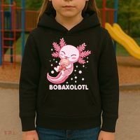 Funny Bobaxolotl Boba Tea Bubble Milk Kawaii Axolotl Anime Kids Hoodie thumb 3