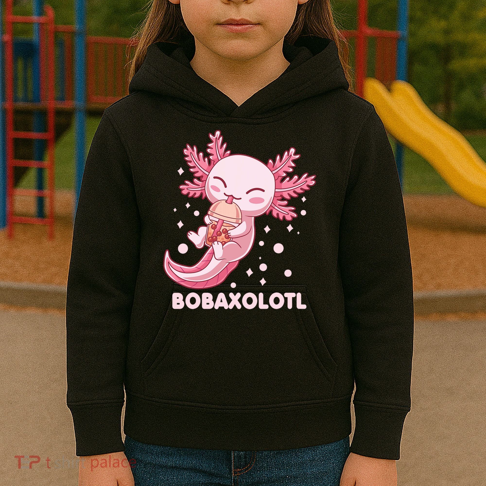 Funny Bobaxolotl Boba Tea Bubble Milk Kawaii Axolotl Anime Kids Hoodie