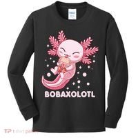 Funny Bobaxolotl Boba Tea Bubble Milk Kawaii Axolotl Anime Kids Long Sleeve Shirt thumb 0