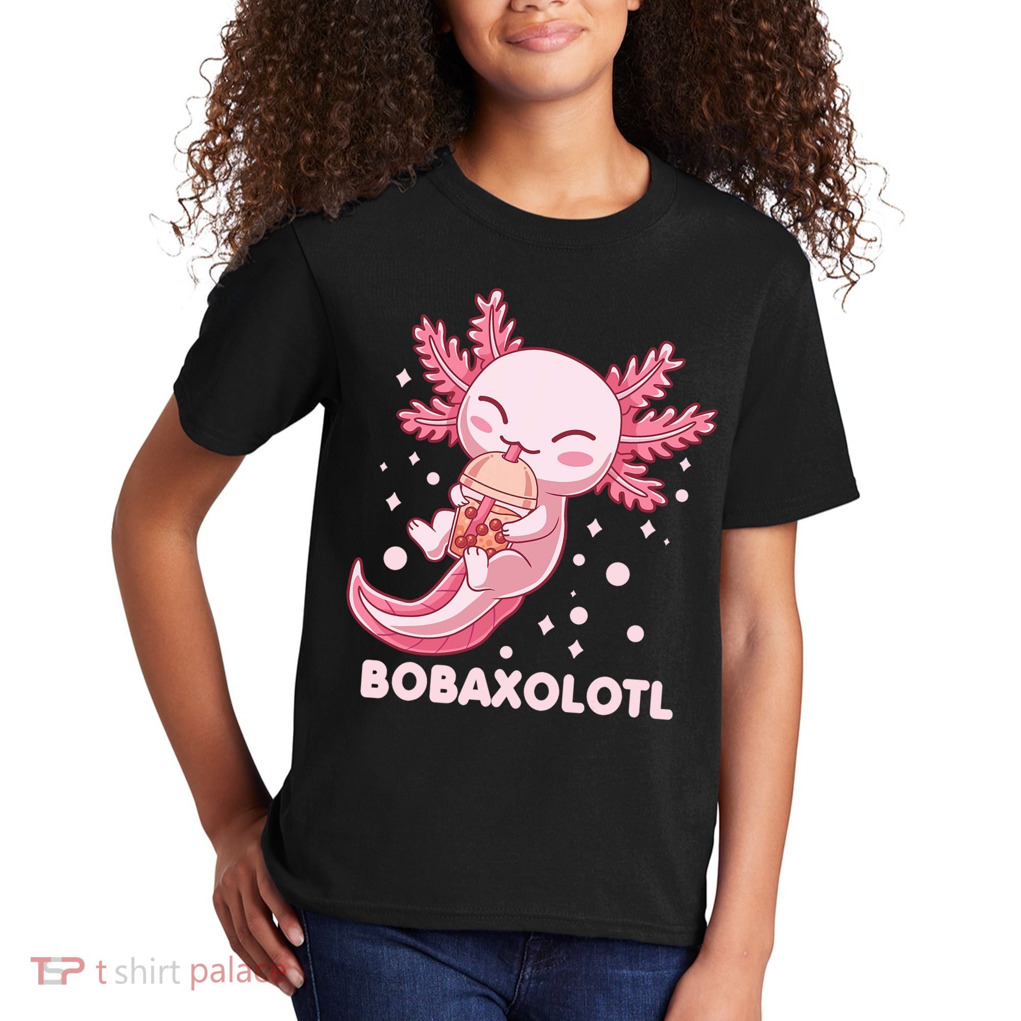 Funny Bobaxolotl Boba Tea Bubble Milk Kawaii Axolotl Anime Kids T-Shirt