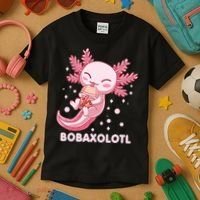 Funny Bobaxolotl Boba Tea Bubble Milk Kawaii Axolotl Anime Kids T-Shirt thumb 3