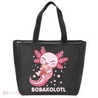 Funny Bobaxolotl Boba Tea Bubble Milk Kawaii Axolotl Anime Tote Bag thumb 0