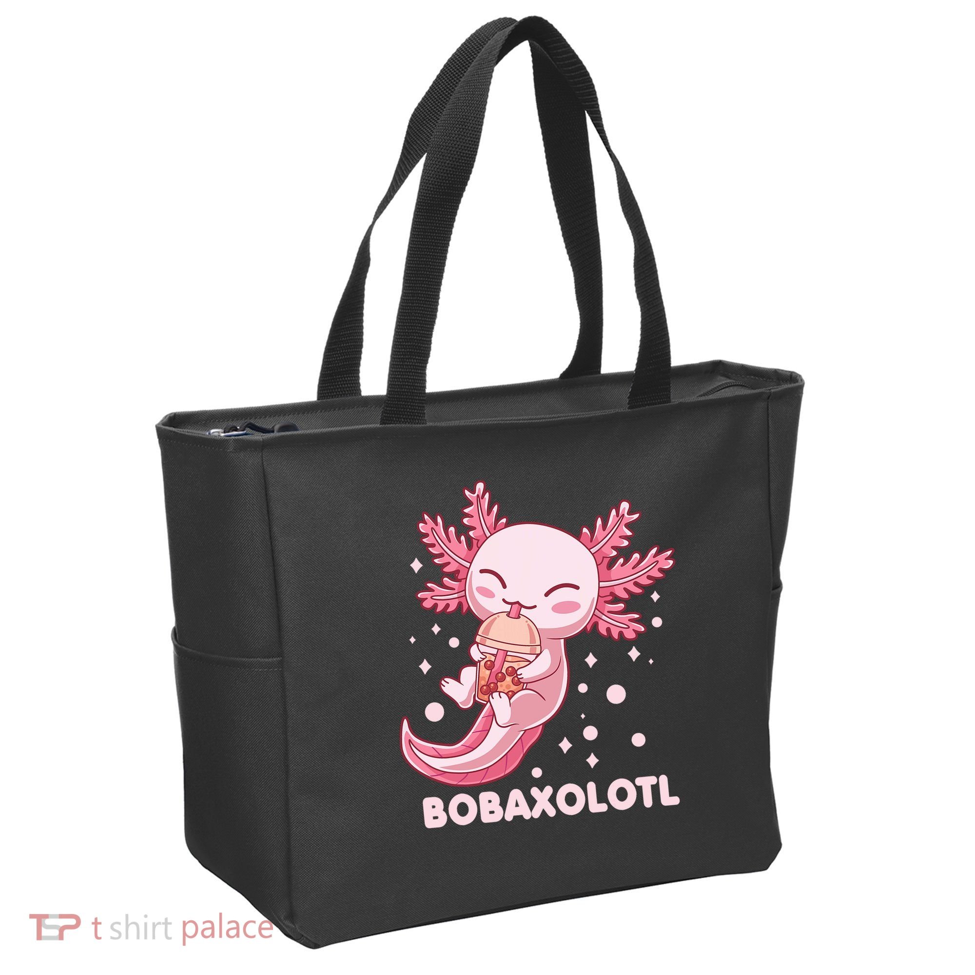 Funny Bobaxolotl Boba Tea Bubble Milk Kawaii Axolotl Anime Tote Bag