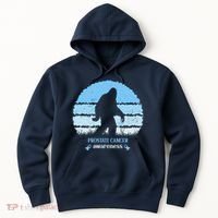 Funny Bigfoot Believe Prostate Cancer Awareness Blue Ribbon Hoodie thumb 0