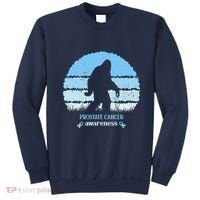 Funny Bigfoot Believe Prostate Cancer Awareness Blue Ribbon Sweatshirt thumb 0