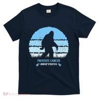 Funny Bigfoot Believe Prostate Cancer Awareness Blue Ribbon T-Shirt thumb 0