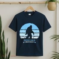 Funny Bigfoot Believe Prostate Cancer Awareness Blue Ribbon T-Shirt thumb 2