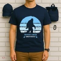 Funny Bigfoot Believe Prostate Cancer Awareness Blue Ribbon T-Shirt thumb 6