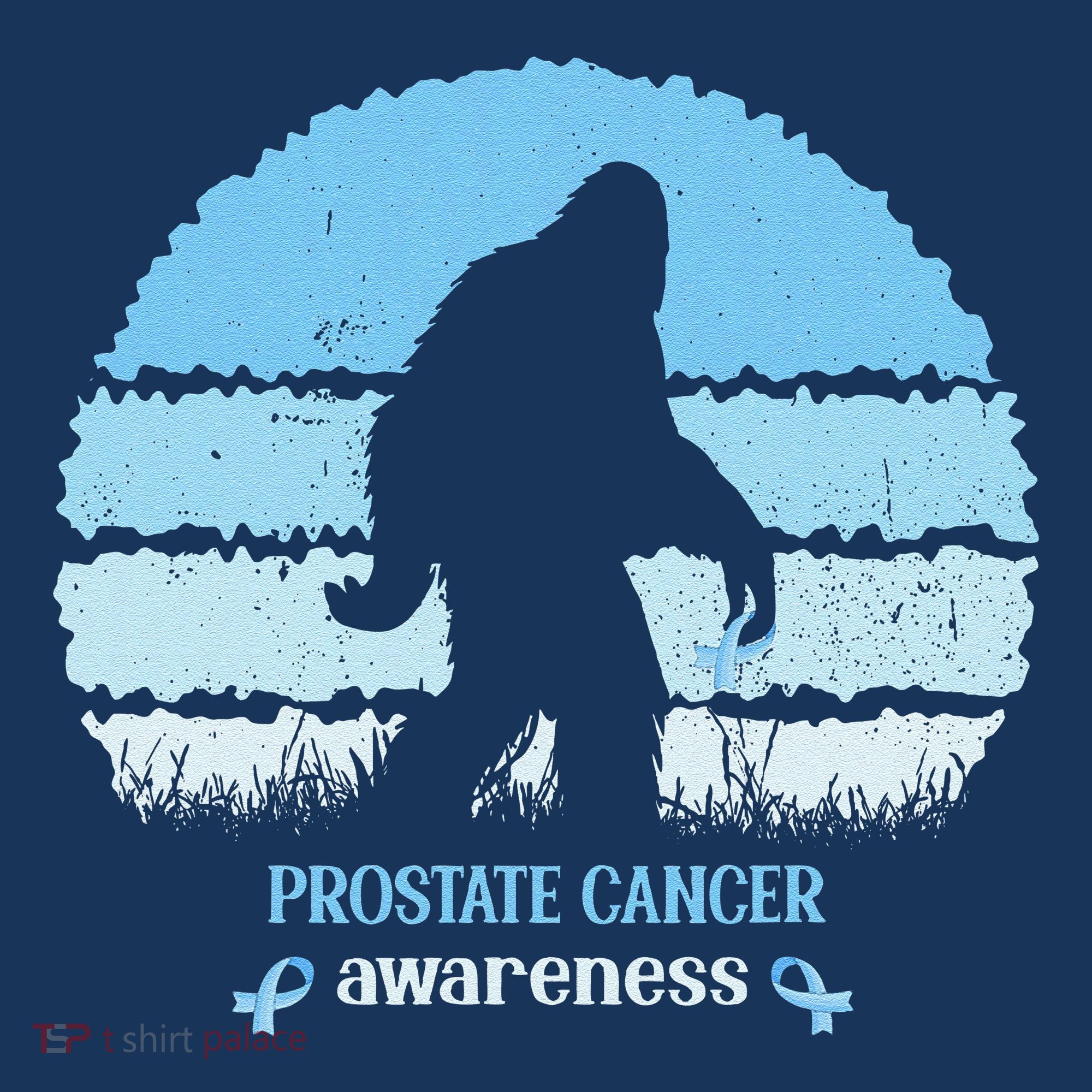 Funny Bigfoot Believe Prostate Cancer Awareness Blue Ribbon T-Shirt