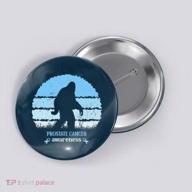 Funny Bigfoot Believe Prostate Cancer Awareness Blue Ribbon Button