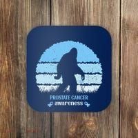 Funny Bigfoot Believe Prostate Cancer Awareness Blue Ribbon Coaster thumb 0