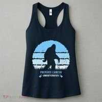 Funny Bigfoot Believe Prostate Cancer Awareness Blue Ribbon Women's Tank Top thumb 3