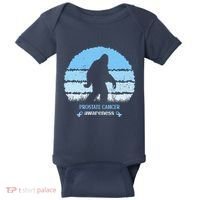 Funny Bigfoot Believe Prostate Cancer Awareness Blue Ribbon Baby Bodysuit thumb 0