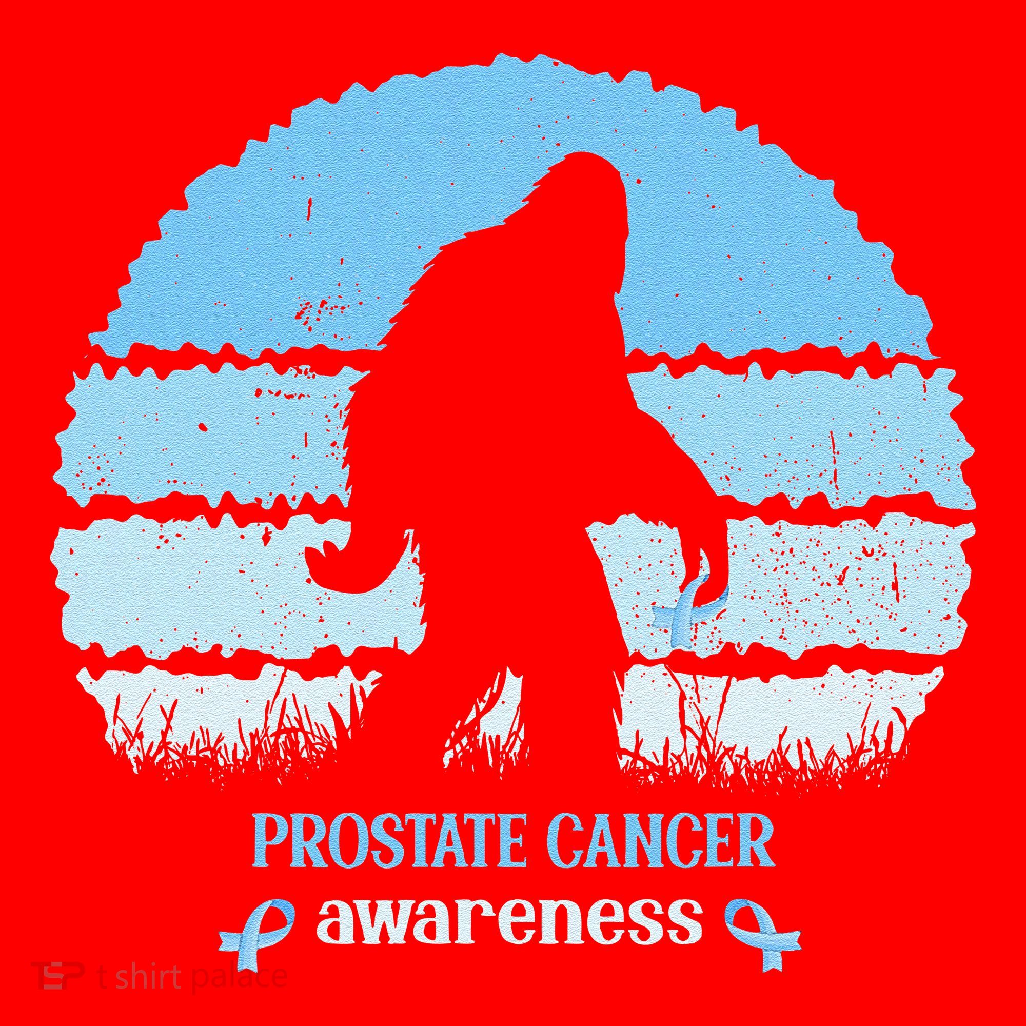 Funny Bigfoot Believe Prostate Cancer Awareness Blue Ribbon Santa Hat
