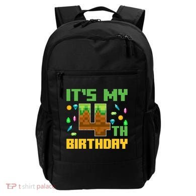 Funny Birthday Boy ItS My 4th Birthday Video Game Pixel Backpack