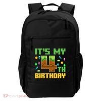 Funny Birthday Boy ItS My 4th Birthday Video Game Pixel Backpack thumb 0