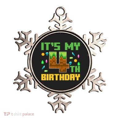 Funny Birthday Boy ItS My 4th Birthday Video Game Pixel Ornament