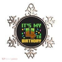 Funny Birthday Boy ItS My 4th Birthday Video Game Pixel Ornament thumb 0