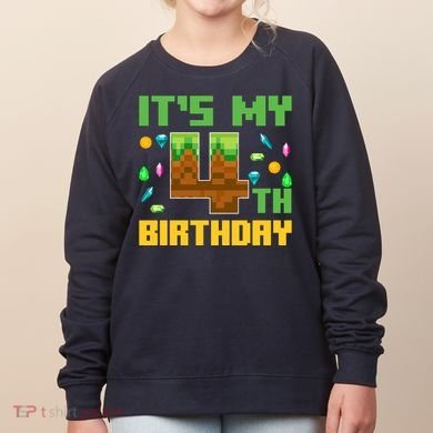 Funny Birthday Boy ItS My 4th Birthday Video Game Pixel Women's Sweatshirt