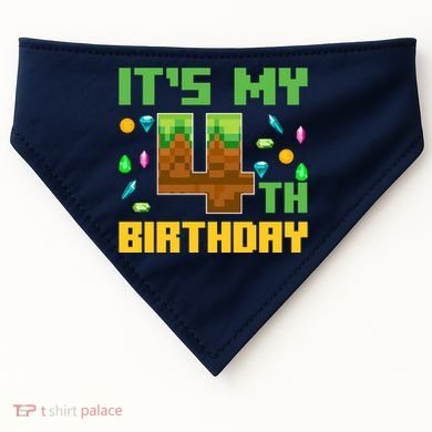Funny Birthday Boy ItS My 4th Birthday Video Game Pixel USA-Made Doggie Bandana