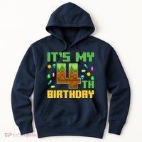 Funny Birthday Boy ItS My 4th Birthday Video Game Pixel Hoodie thumb 0