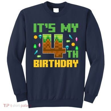 Funny Birthday Boy ItS My 4th Birthday Video Game Pixel Sweatshirt