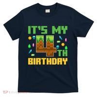 Funny Birthday Boy ItS My 4th Birthday Video Game Pixel T-Shirt thumb 0