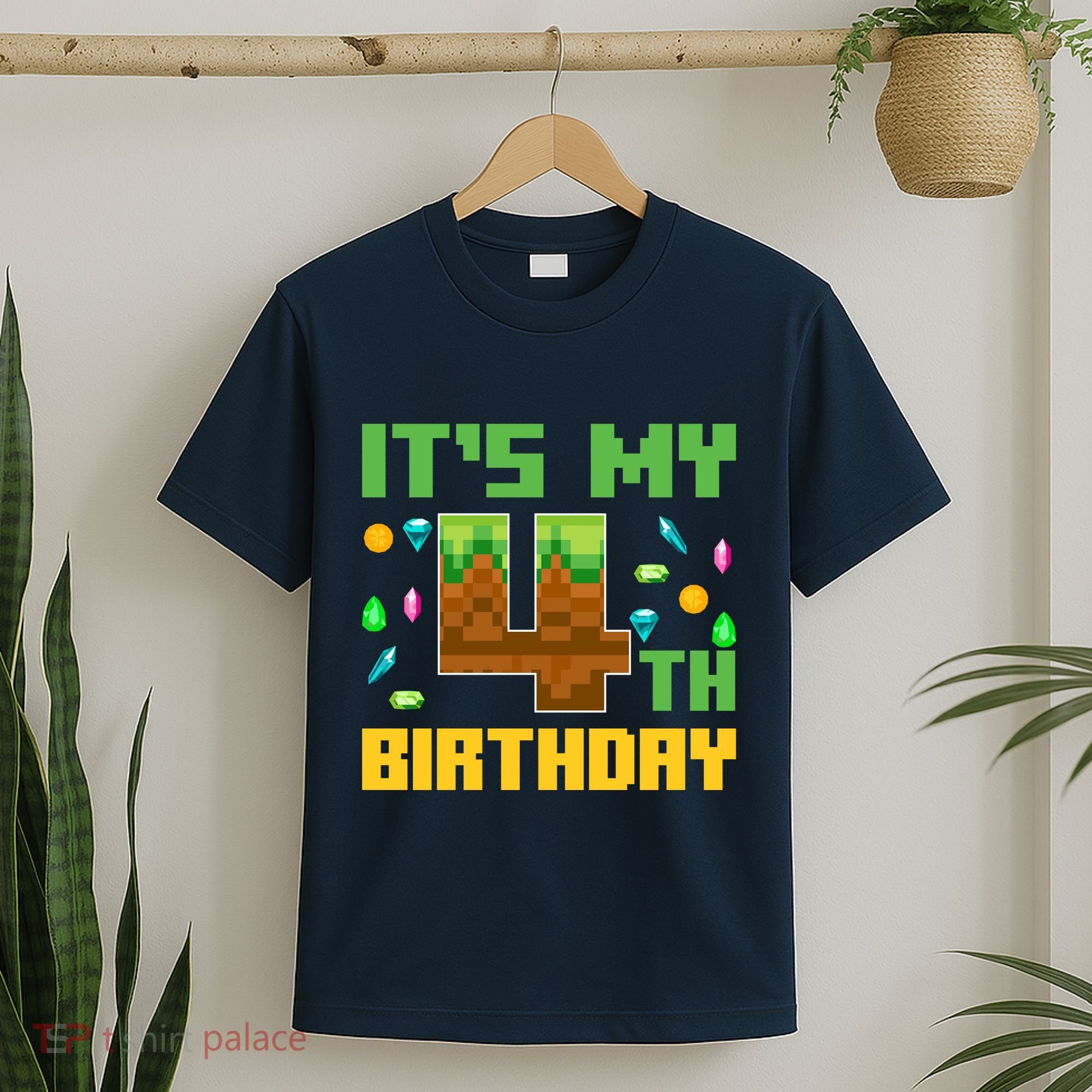 Funny Birthday Boy ItS My 4th Birthday Video Game Pixel T-Shirt