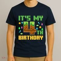 Funny Birthday Boy ItS My 4th Birthday Video Game Pixel T-Shirt thumb 3